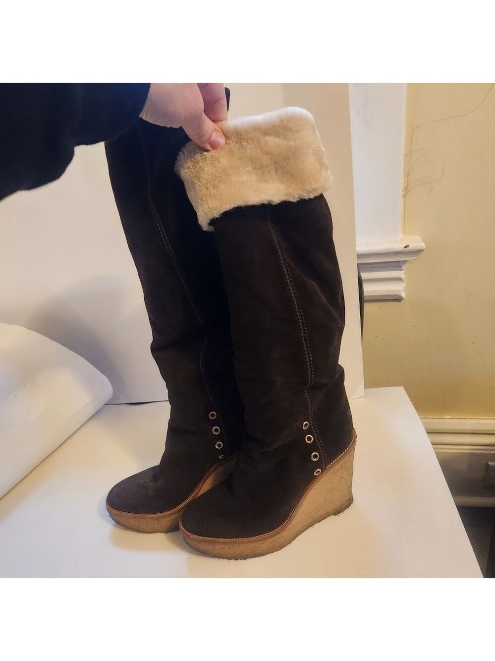 Saint Laurent Suede Tall Boots size 6 in VGUC